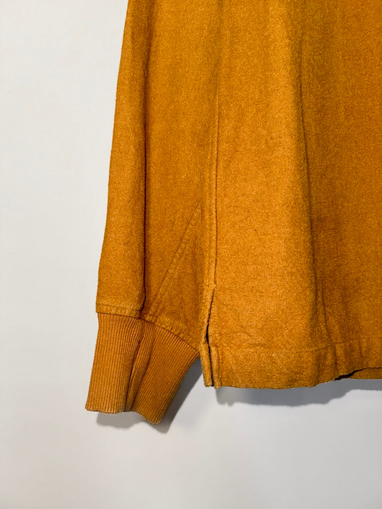 Camel Asymmetric Neckline Long-Sleeve Pullover