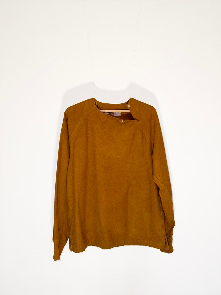 Camel Asymmetric Neckline Long-Sleeve Pullover