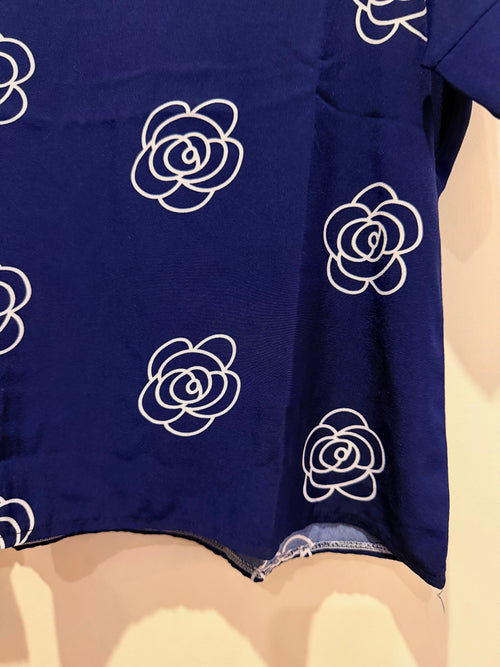 Blue Rose Print Top