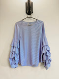 Ruffle Sleeve Striped Formal Top