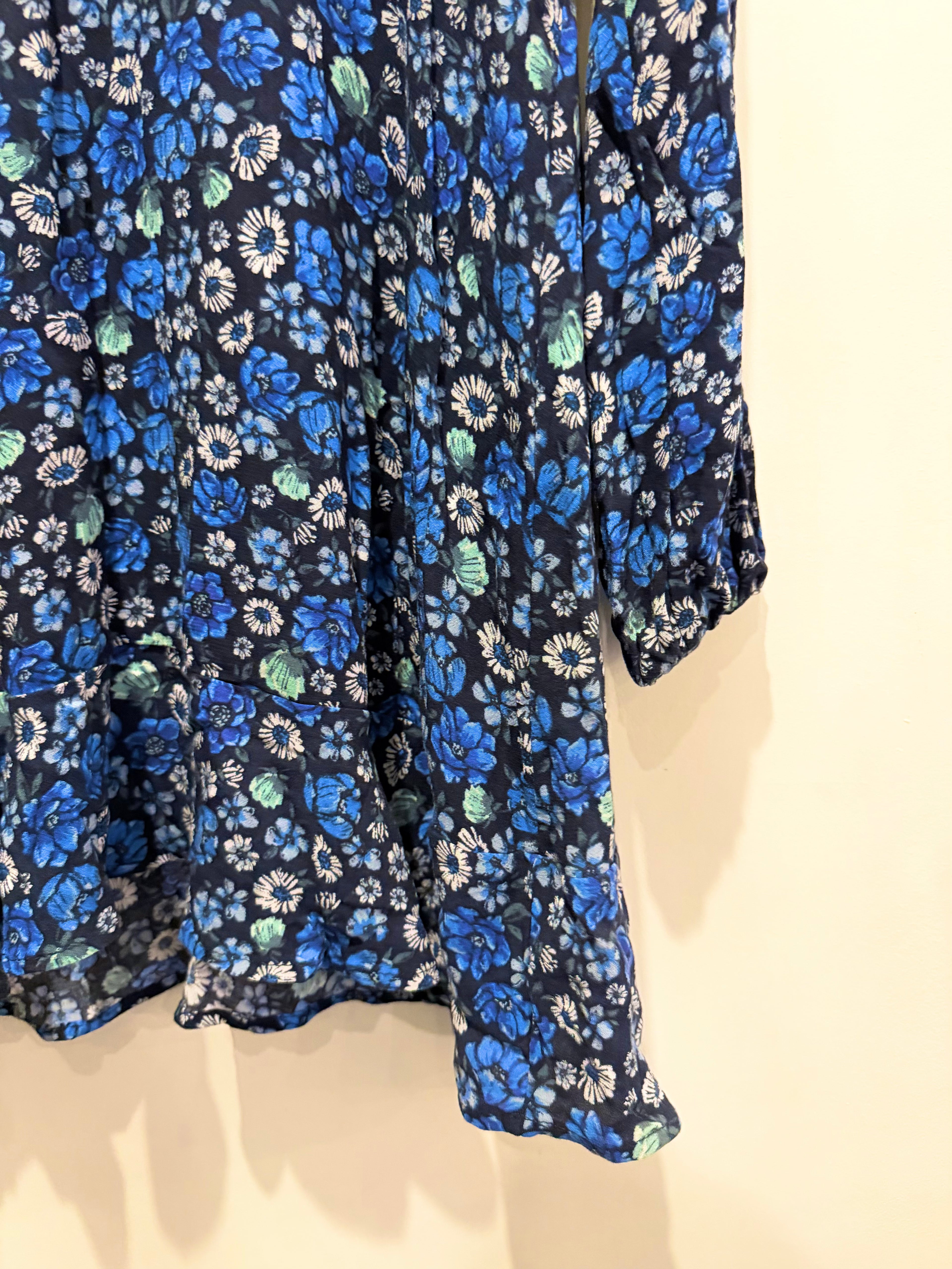 Pull&Bear Blue Floral Tie-Front Mini Dress