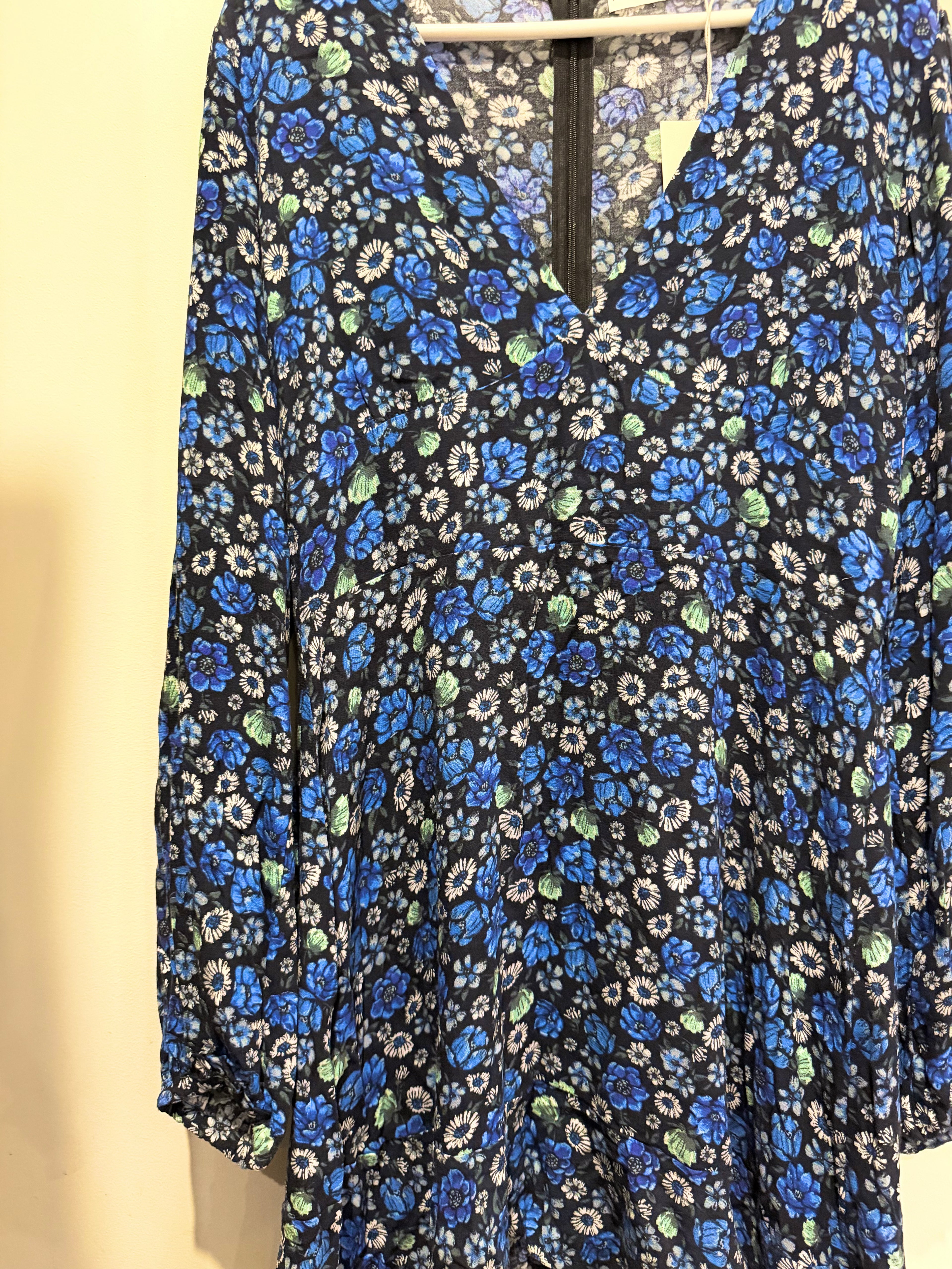 Pull&Bear Blue Floral Tie-Front Mini Dress