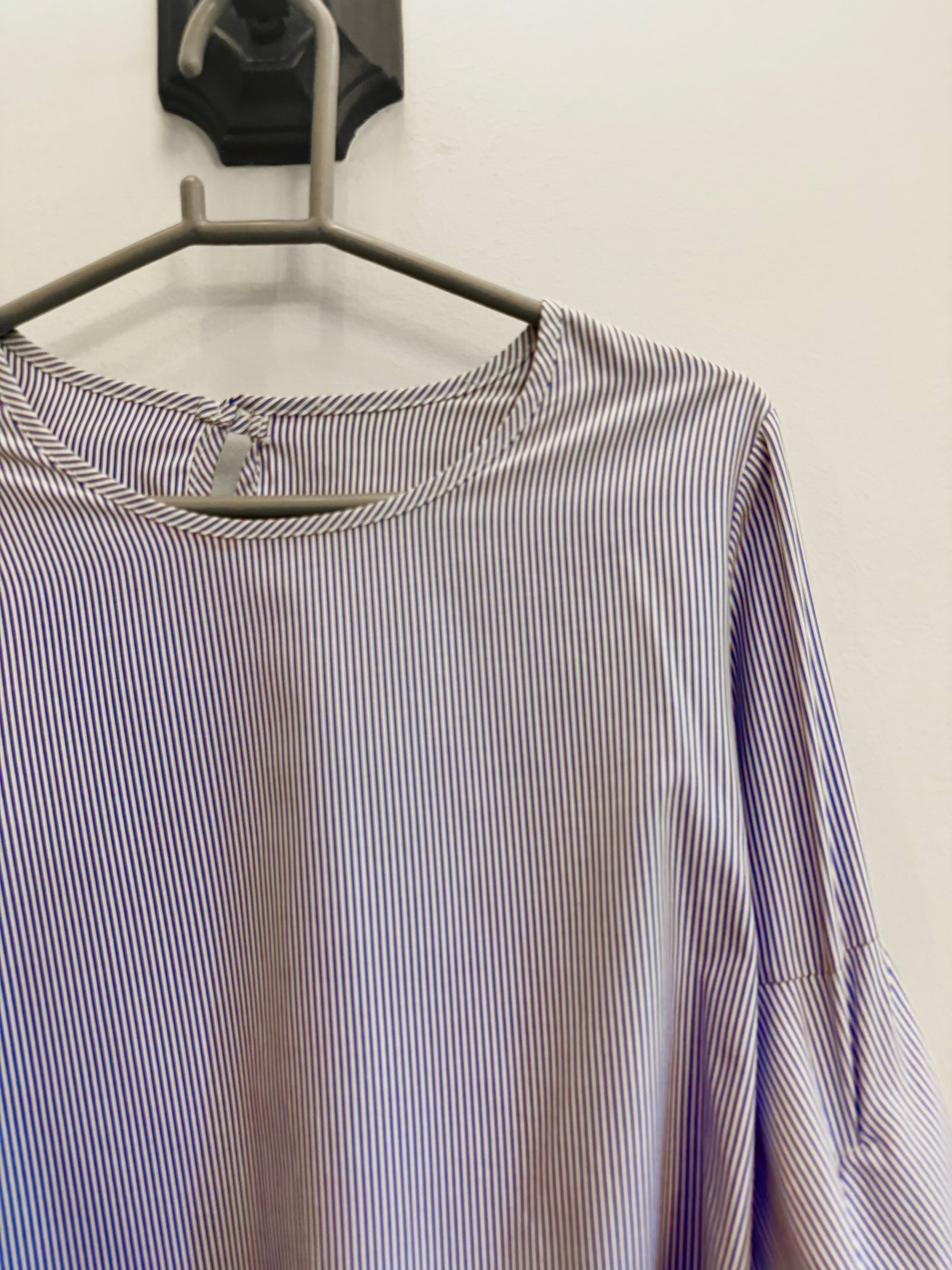 Ruffle Sleeve Striped Formal Top