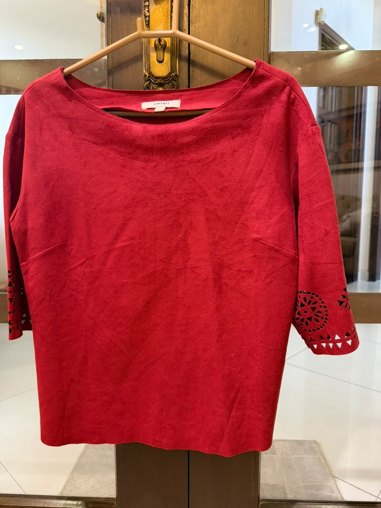 Red Cutwork Sleeve Top