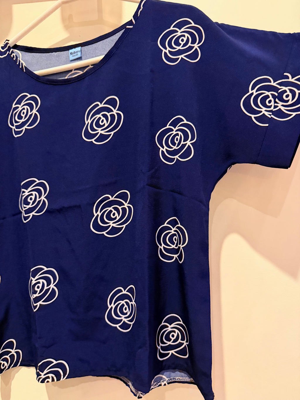 Blue Rose Print Top