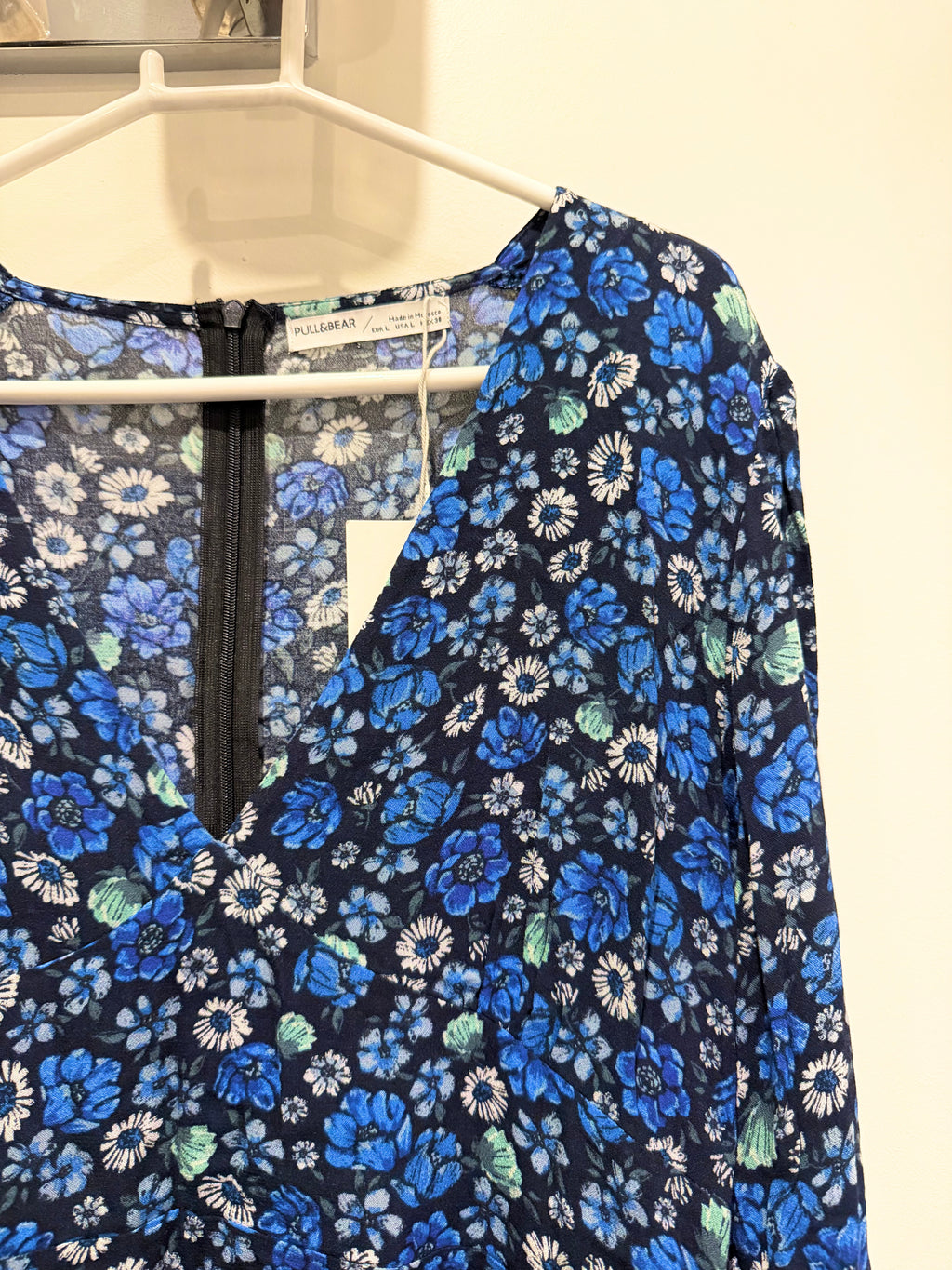 Pull&Bear Blue Floral Tie-Front Mini Dress