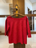 Red Cutwork Sleeve Top