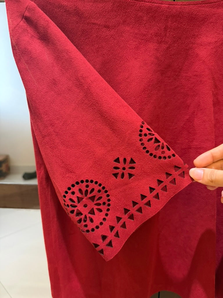 Red Cutwork Sleeve Top
