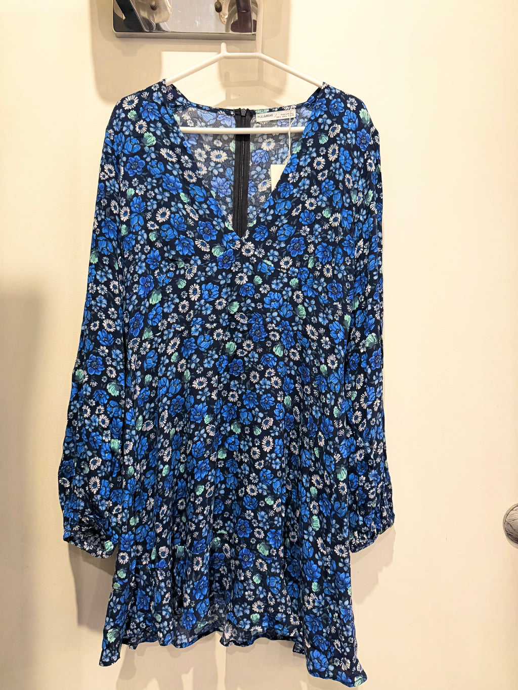 Pull&Bear Blue Floral Tie-Front Mini Dress