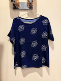 Blue Rose Print Top