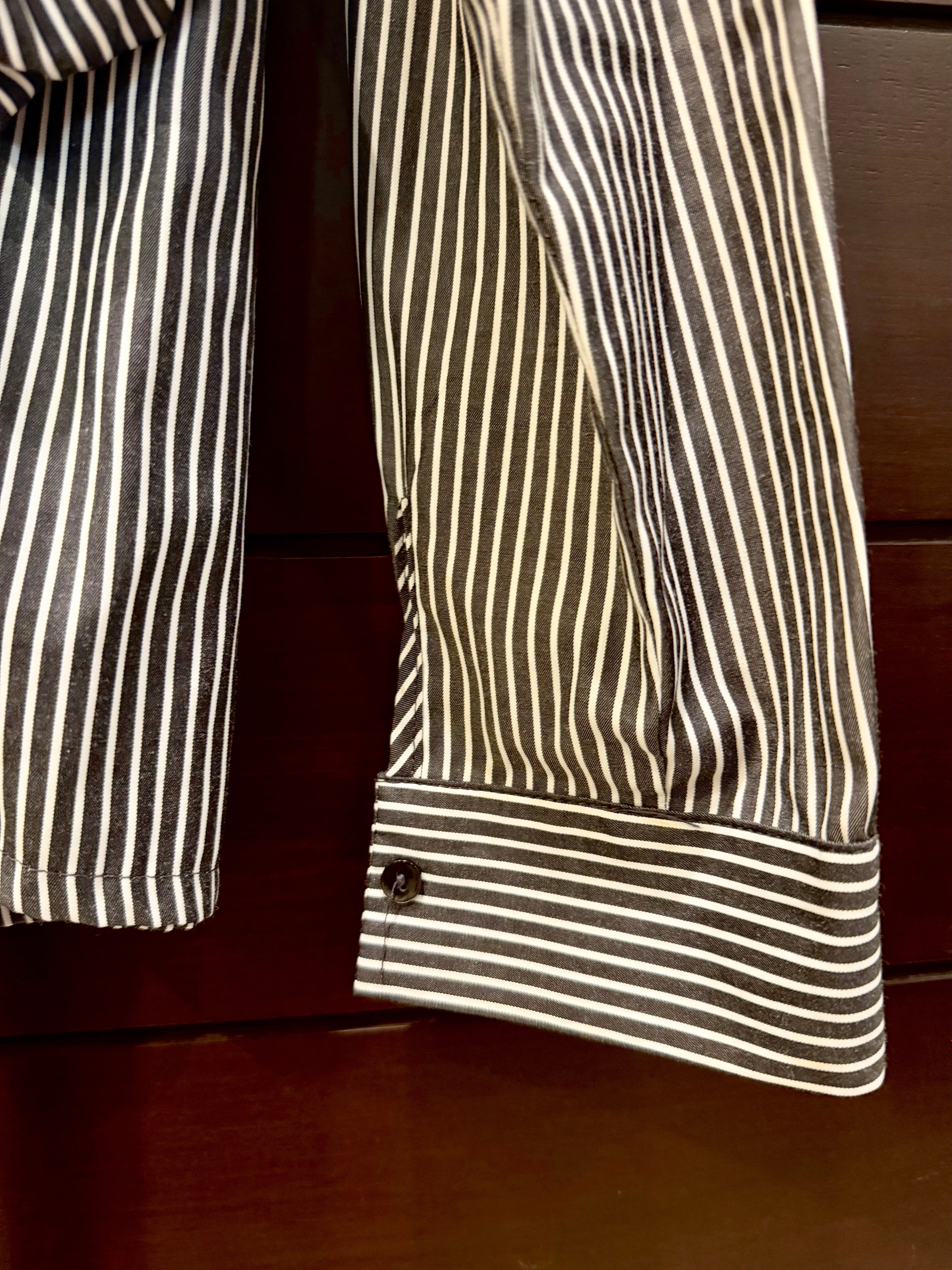 Nichii Striped Tie-Front Formal Top