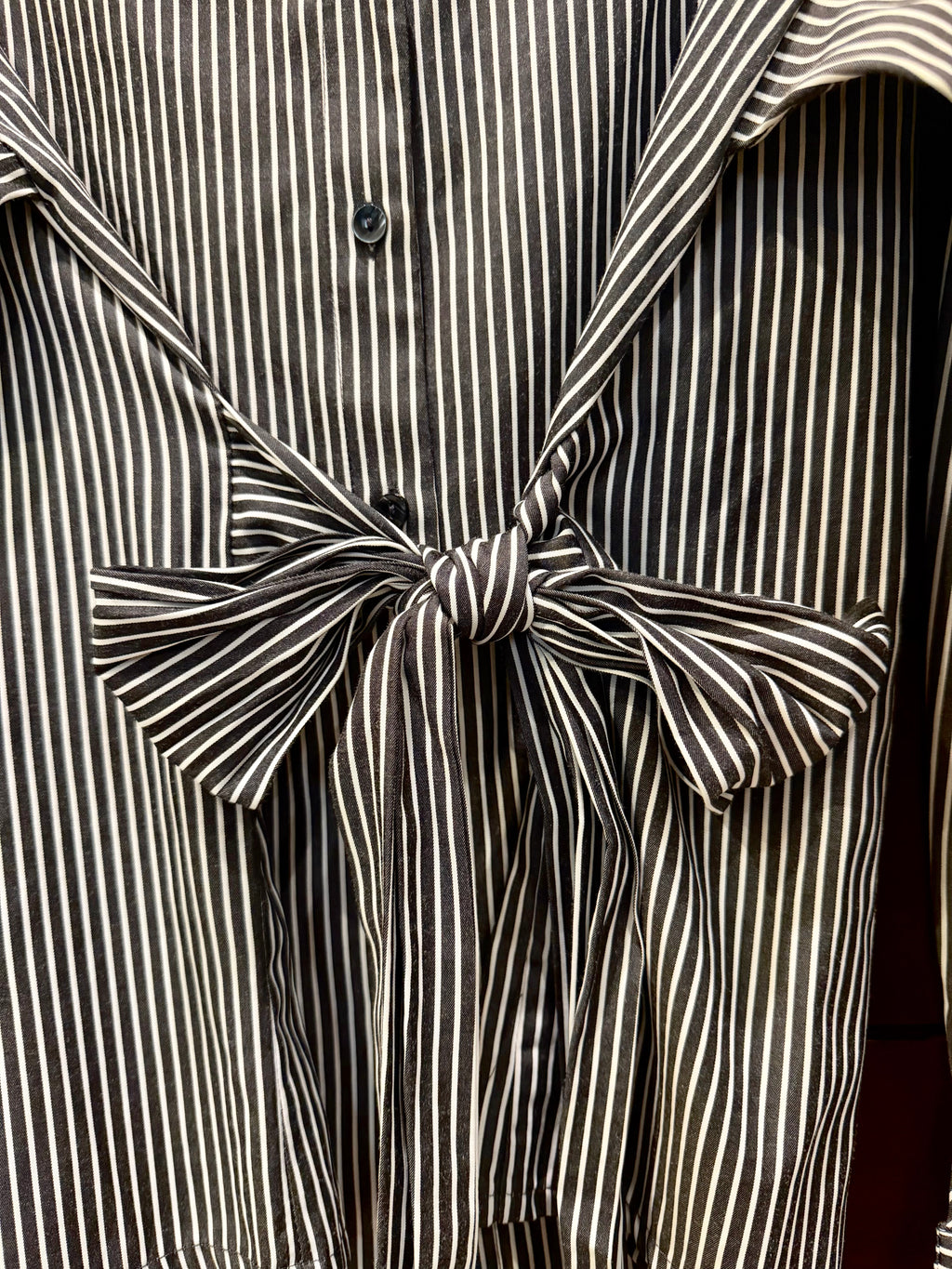 Nichii Striped Tie-Front Formal Top