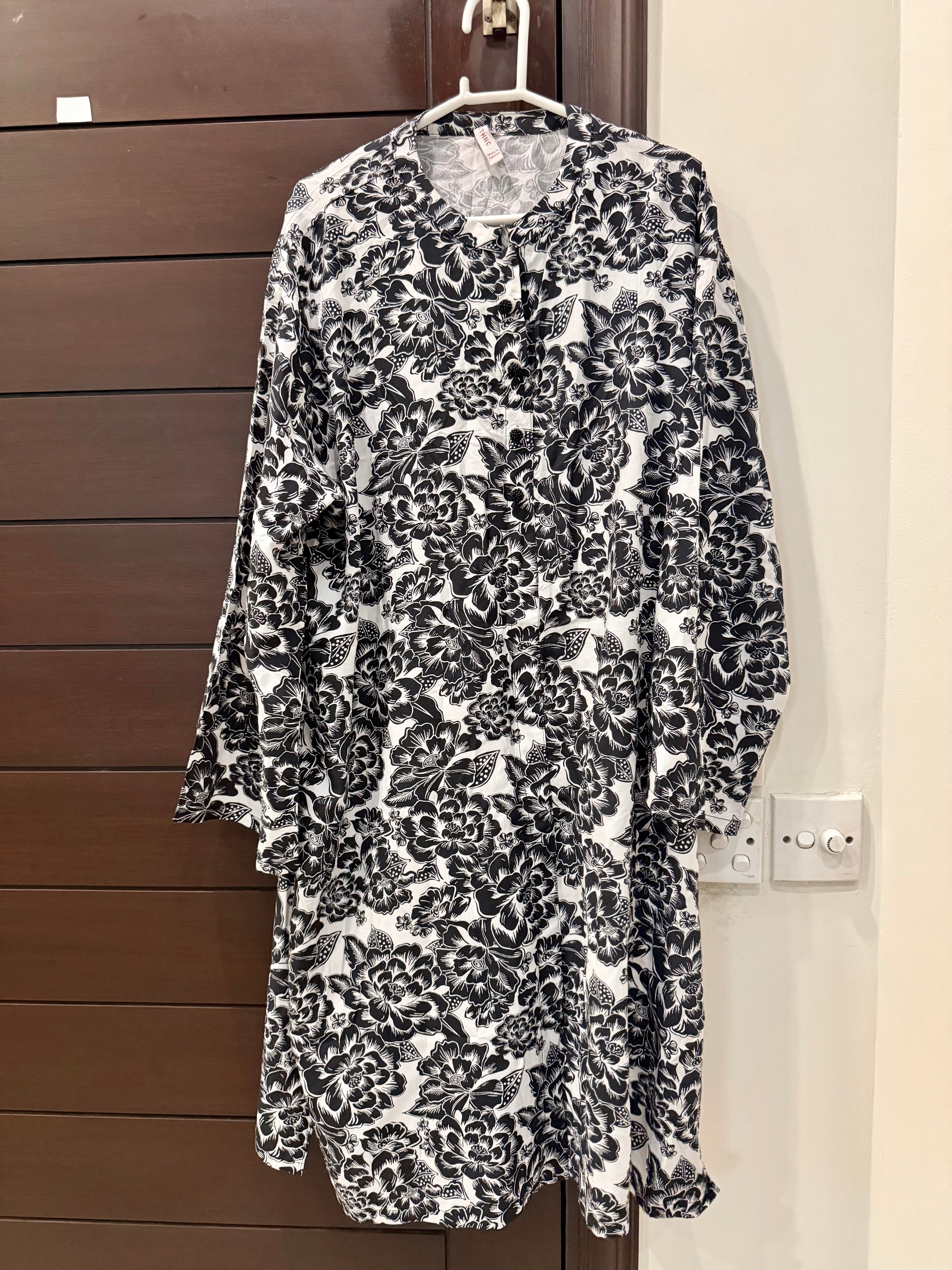 Ethnc 2-pc Casual Black and White dress
