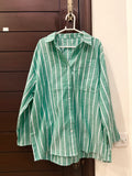 Green Striped Formal Top