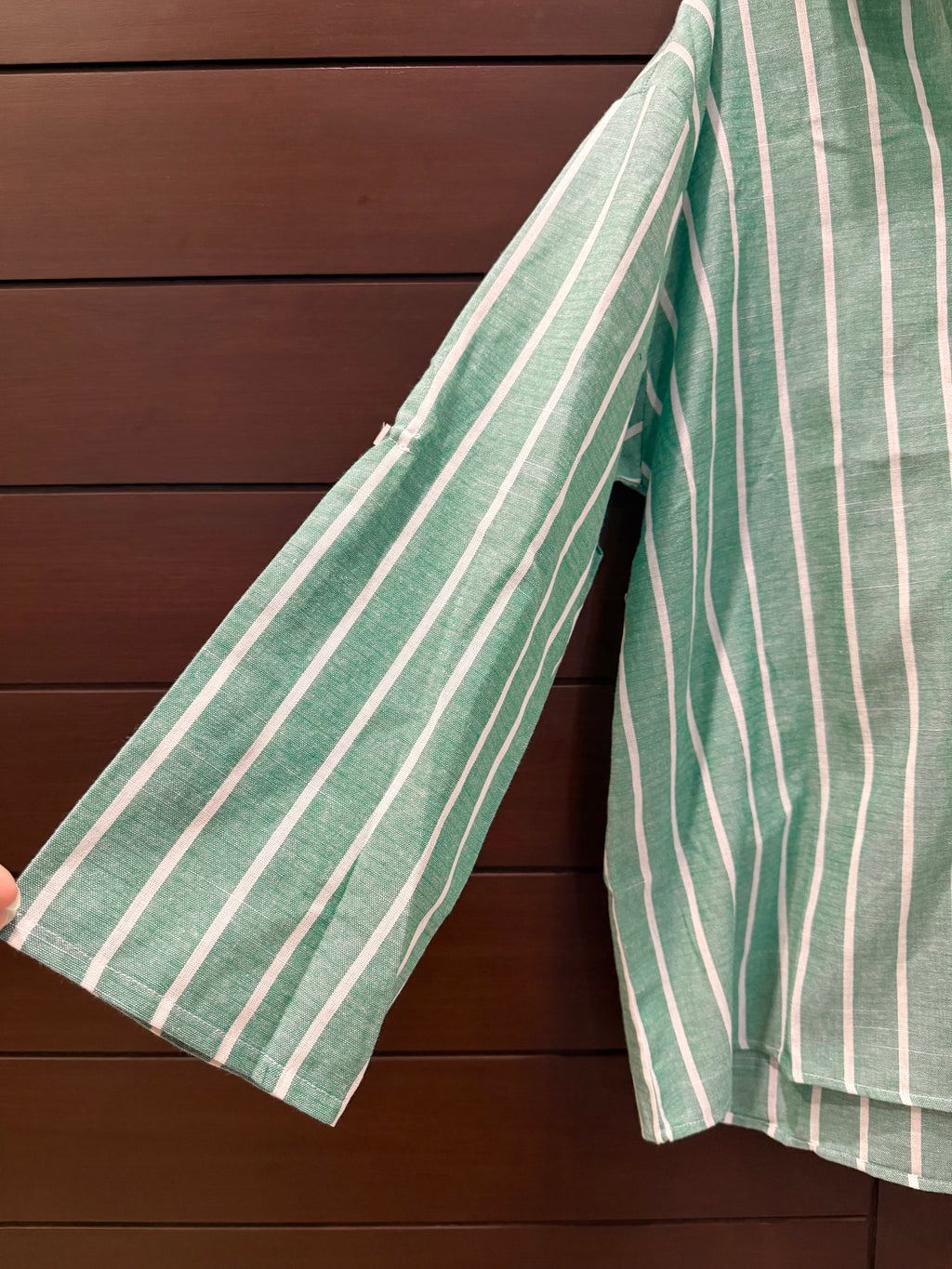 Green Striped Formal Top